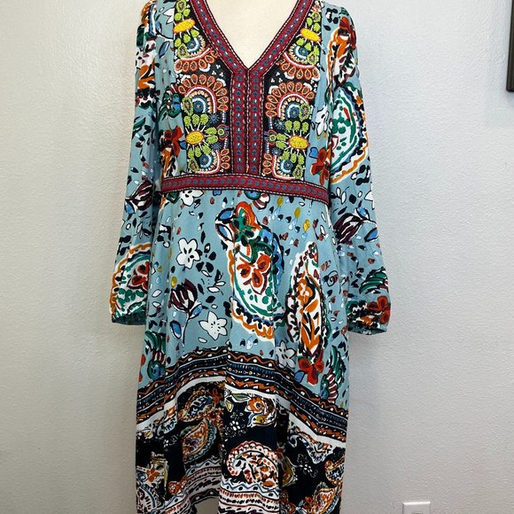 Anthropologie Akemi & Kin Karmina Beaded Dress summer mixed media boho 16 - Picture 3 of 10